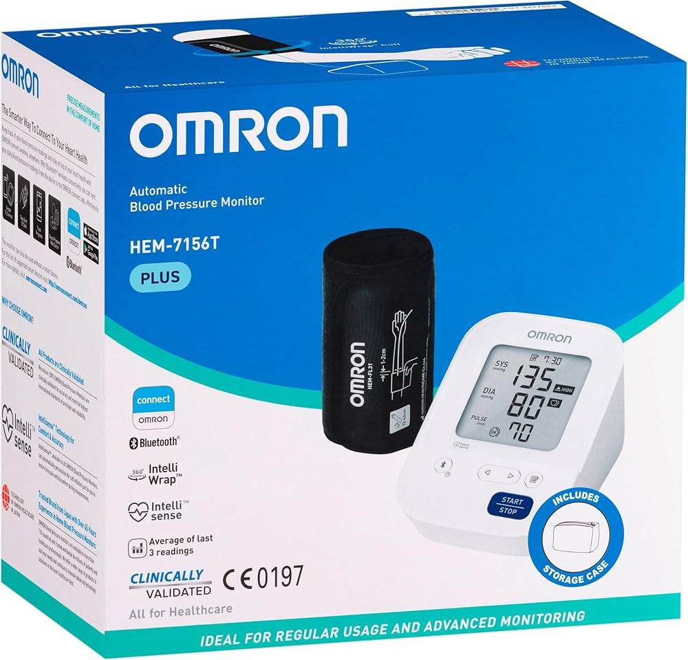 omron hem 7156t with bluetooth®, 360° accuracy intelliwrap™ cuff & storage bag omron hem 7156t with bluetooth®, 360° accuracy intelliwrap™ cuff & storage bag
