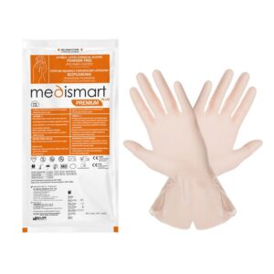 18" medismart plus sterile latex powder free surgical gloves (orange packet)
