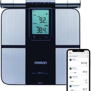 omron hbf 702t bluetooth body composition monitor (silver)